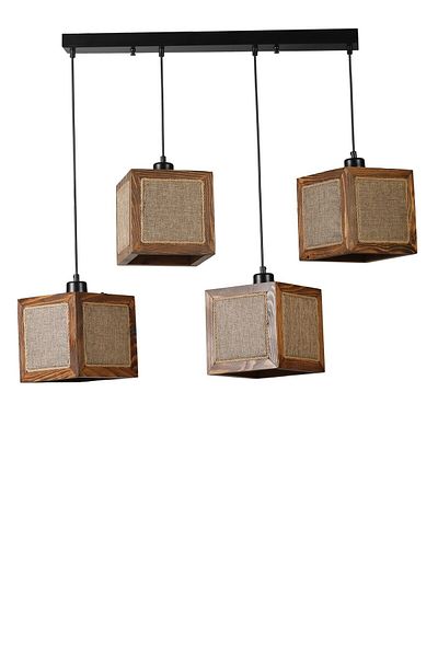 Lumexx KUMSAL 4-Piece Row Walnut Wicker Chandelier