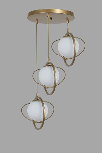 Lumexx NEPAL 3-Piece Tray - Antique Pendant Lamp with White Glass