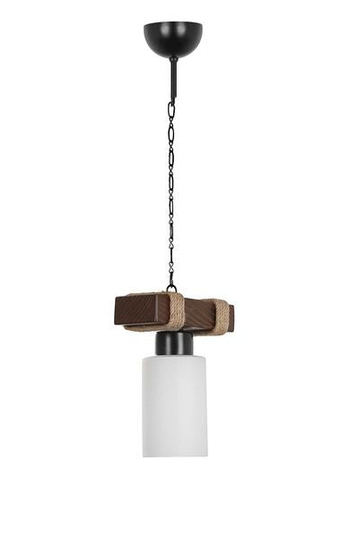 Lumexx Wooden Walnut Cylinder Jasmin Single Opal Glass