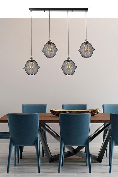 Lumexx 4-Piece Row Black Mercury Pendant Lamp Set