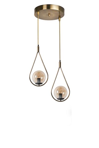 Lumexx Damla Antique Pendant Lamp with 2 Trays and Honey Glass