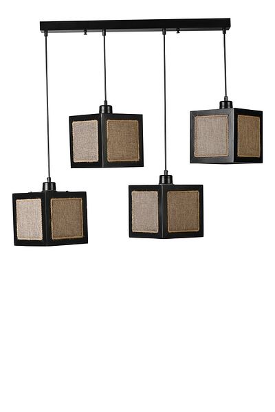 Lumexx KUMSAL 4 Row Black Wicker Chandeliers