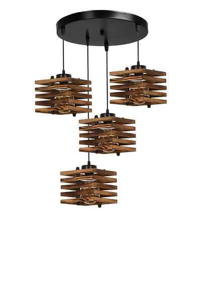 Lumexx Cara Wooden Burnt Pendant Lamp with 4 Trays
