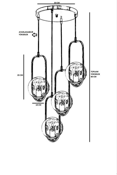 Lumexx Ahu 4 Lü Tepsili Beyaz Camlı Eskitme Sarkıt