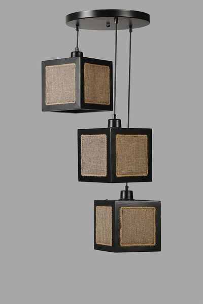 Lumexx KUMSAL Set of 3 Black Wicker Chandelier
