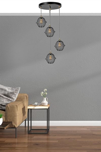 Lumexx MERKÜR Set of 4 Black Tray Pendant Lamp