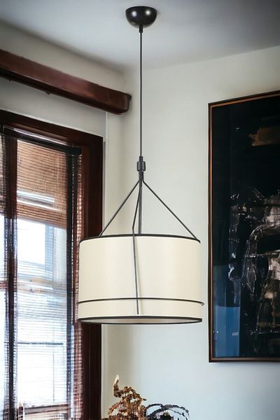 Lumexx Black Violet Fini Cream Pendant Lamp with Lampshade