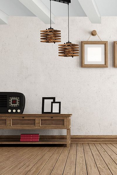 Lumexx 2 Row Cara Wooden Burnt Pendant Lamp