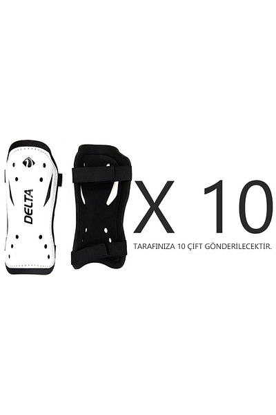 Delta 10-Piece White Shin Guard Football Set - Double Velcro Kaval Protector