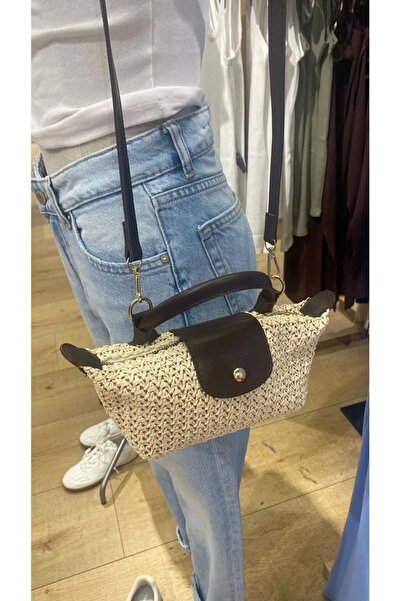 Mercan Дамска плетена мини чанта за ръка и рамо от слама - Магазини