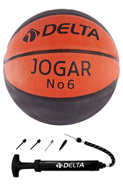 Delta Size 6 Jogar - Dura-Strong Orange Basketball Ball and Pump Set