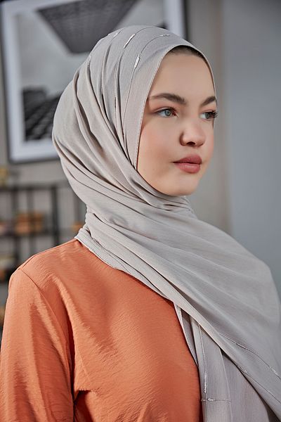Scarf Fancy Stripe Arya Chiffon Shawl - Cool Gray -