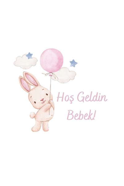 Pera İsme Özel Tavşan Tema Bebek Çikolatası Etiketi Yuvarlak 4 Cm 72 Adet