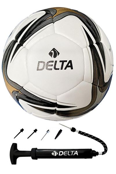 Delta Super League Hand Stitched Size 5 Dura-Strong Soccer Ball + Multifunctional Ball Pump Set of Two