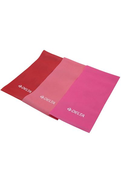 Delta 3-Piece Pilates Band 120 cm X 15 cm Exercise Resistance Rubber (Open End)