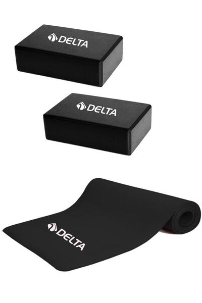 Delta Konfor Zemin Taşıma Askılı 10 Mm Pilates Minderi Yoga Matı 2 Adet Yoga Blok Çiftli Yoga Bloğu