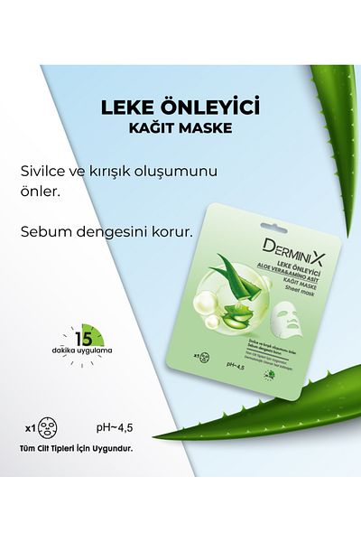 Derminix Anti-Blemish Face Sheet Mask Containing Aloe Vera and Amino Acid