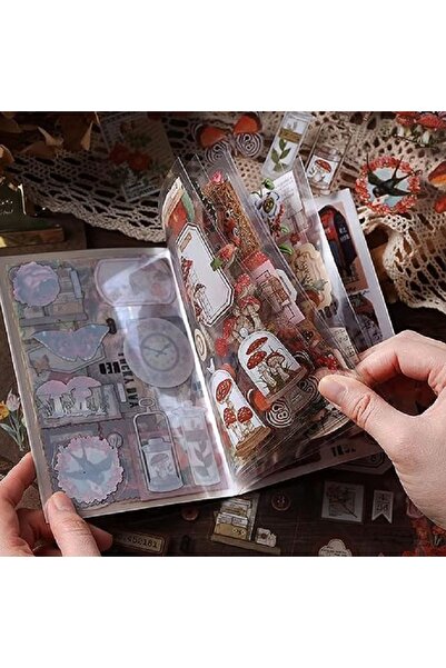 SF SCRAPBOOK KIRTASİYE 20 Sayfa Scrapbook Vintage Sticker Kitabı, Scrapbooking