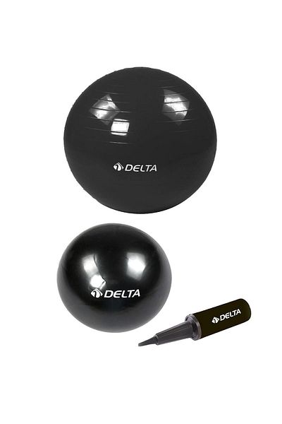 Delta 55 Cm Pilates Ball and 25 Cm Balance Ball Pump Set Suitable for 140 Cm and 159 Cm Height Range