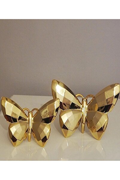 PoyaMum Gold Dekoratif 2li Kelebek Obje - Şık Ev ve Ofis Dekorasyonu için Alt...