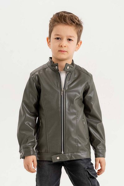 Gold Class Kidswear Кожено яке за момче - с цип и яка