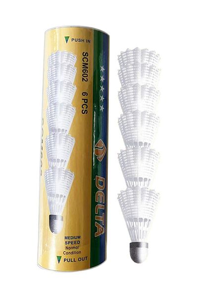 Delta 6 Pieces of Mushroom Head Deluxe Badminton Balls in Practice Box for Medium Speed Lovers