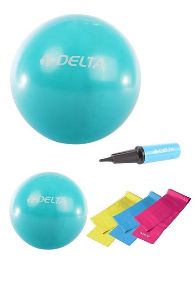 Delta Set of 6 Suitable for 140 Cm - 159 Cm Height Range, 2 Pilates Balls and 3 Pilates Band Pumps