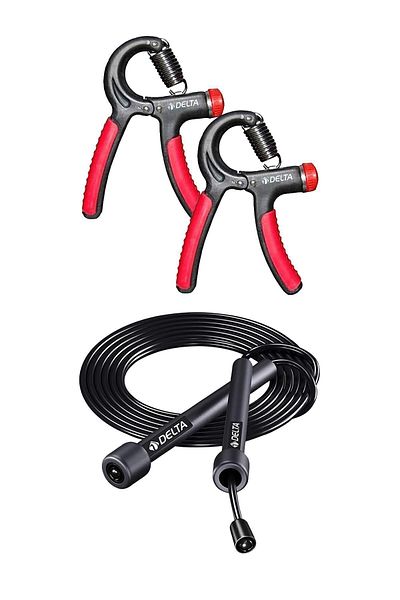 Delta 5-60 Kg Hardness Adjustable 2 Pieces Resistant Hand Spring Length Adjustable Jump Rope Set