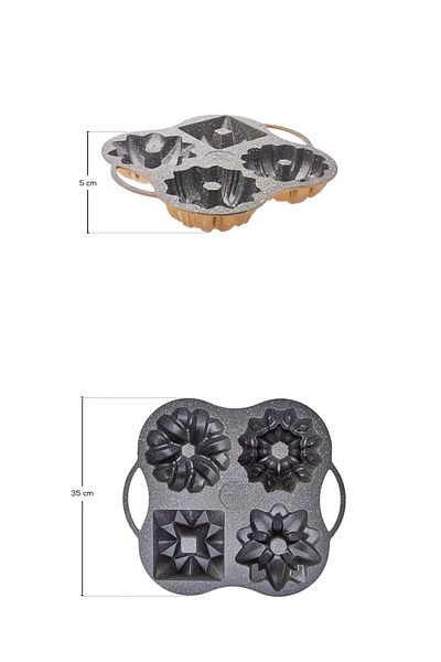 Karaca Cake Pro Set mit 4 goldfarbenen Guss-Kuchenformen