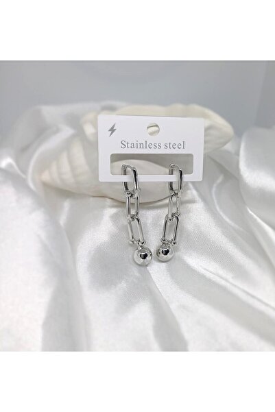Rosa Juliet Kadın Gümüş Renk 316L Çelik Kararma Yapmayan Toplu Kalın Zincir Marka Model Küpe