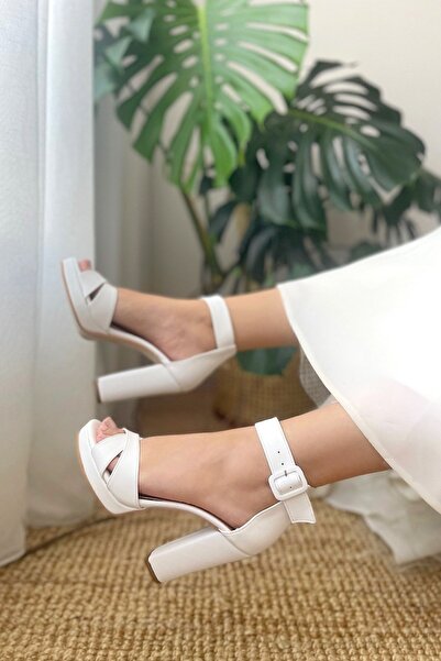 POLKA STORE Women's Bride Bridal Wedding Wedding Shoes Matte Leather Platform Single Band High Heeled Shoes