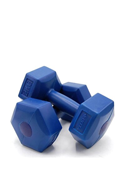 Delta 2 Kg x 2 Adet Köşeli Mavi Plastik Dambıl Ağırlık Seti