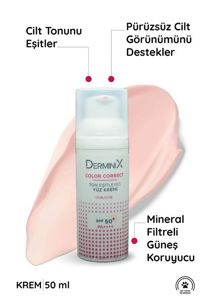 Derminix 50 SPF Cream Color Blemish and Skin Tone Equalizing Facial Sunscreen