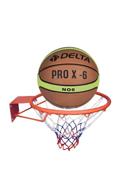 Delta Basketbol Çemberi No6 PRO-X Basketbol Topu Basketbol Filesi Üçlü Set