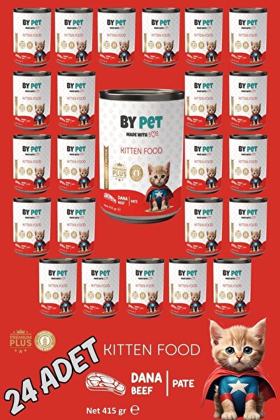 BYPET Yavru Kediler İçin Dana Etli Konserve Yaş Mama 415 gr x 24 Adet