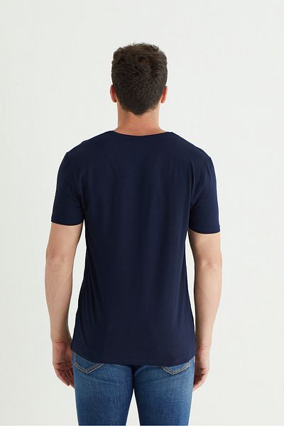 Svm Ανδρικό T-Shirt Micro Modal Navy Blue με λαιμόκοψη - 9120