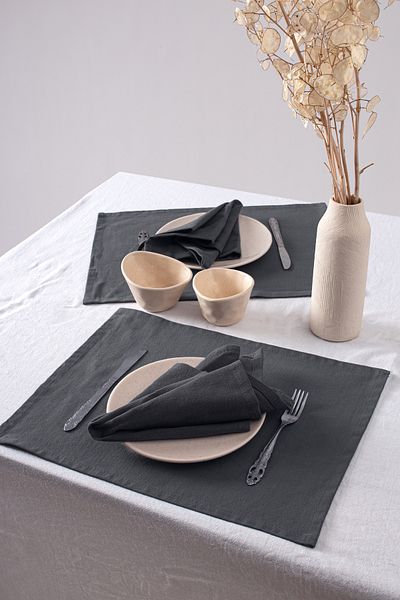 Wellstil Premium Linen Grey 6-Piece American Service - 35X45