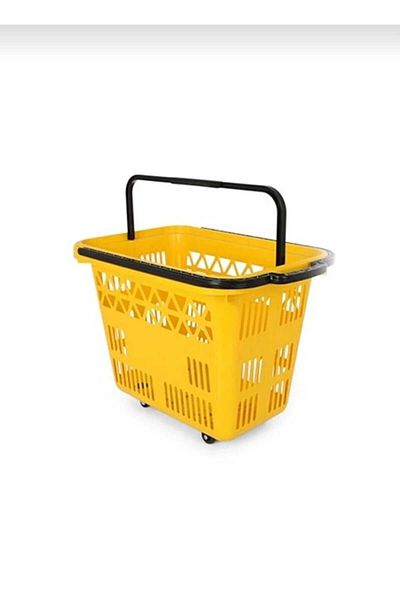 NO NAME 54 Lt Plastic, Shopping Cart on Wheels, Market Basket Yellow