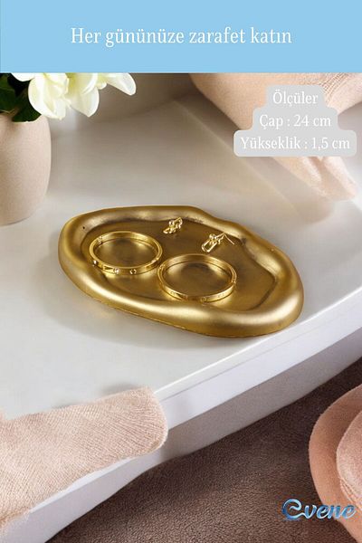 Evene 18 Model Decorative Jewelry Organizer - Makeup, Cosmetics and Organizer Gold Antique Color