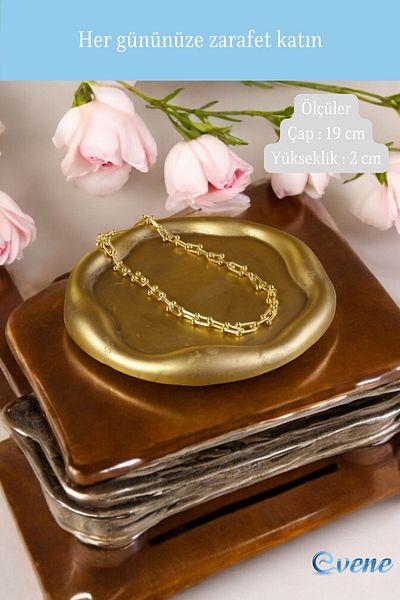 Evene Makeup and Cosmetic Organizer - Decorative Plate, Gold Antique Color Model 17