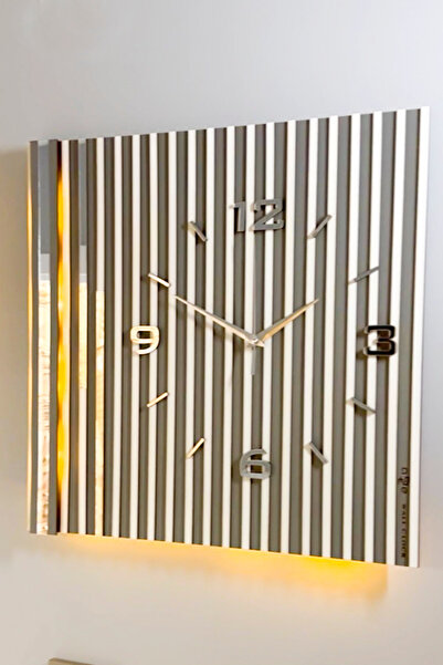 aSSe Tasarım Long Lines Işıklı (Pilli Led) Sessiz Mekanizma 48x48cm aSSe Tasa...