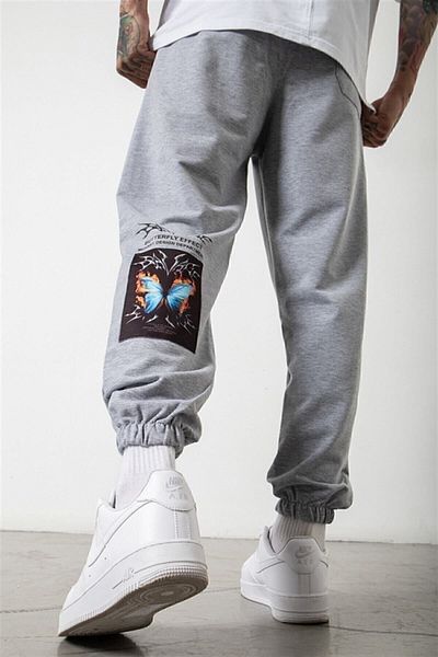 MNKSPORT ΑΝΤΙΓΡΑΦΗ - Γκρι Unisex Φούτερ Jogger με στάμπα πεταλούδας
