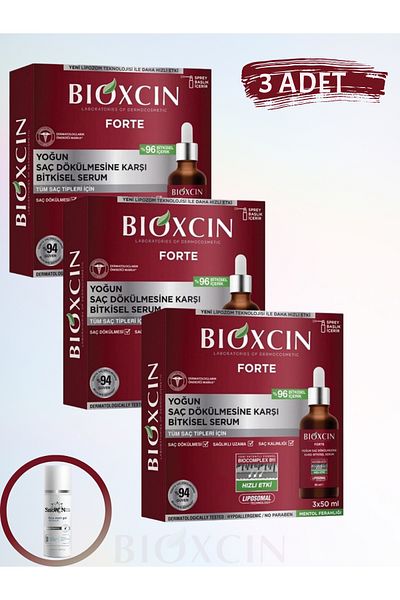 Bioxcin Forte Serum 3X50Ml - Intensive Anti-Hair Loss, Herbal Serum (3 Pcs) + Facial Cleansing Gel (1 Pcs)