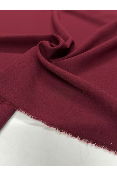 Kumaş sever Dark Burgundy Color New Generation Suzzana Crepe Fabric Ferace Dress Fabric by the Meter Double Layer Not See through