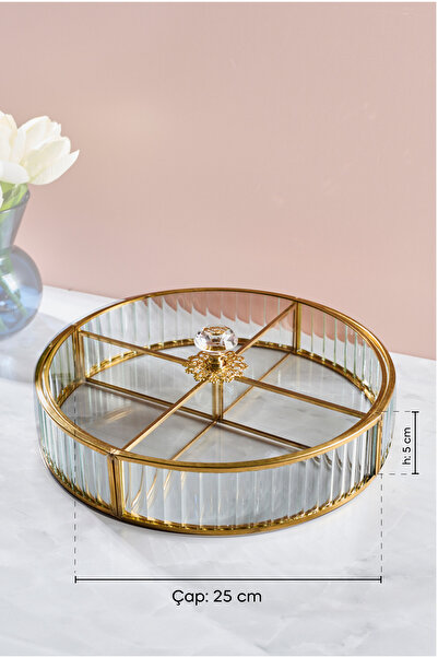 Perotti Gio Yuvarlak Bölmeli Cam Sunumluk Tepsi-25 Cm