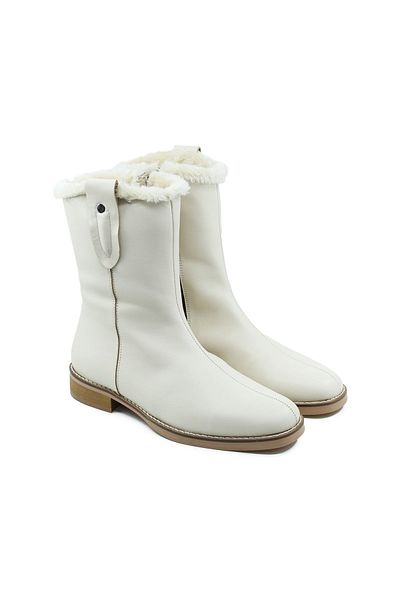 Gusse Women's Beige Genuine Leather Boots
