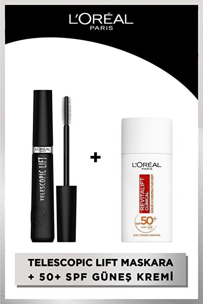 L'Oreal Paris Telescopic Lift Maskara & Revitalift Clinical SPF 50+ Günlük Yü...