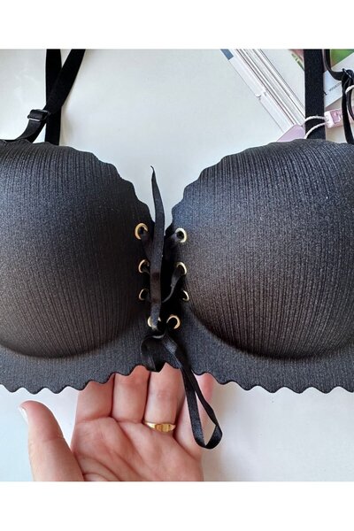 İntive Lingerie Lady Laser Cut Front Tie Imported Push-up Maximizer Bra