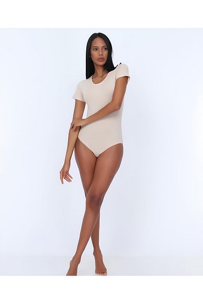 İntive Lingerie جسم NBB بأكمام قصيرة ورقبة على شكل حرف U - قميص داخلي بأزرار سفلية - 2945