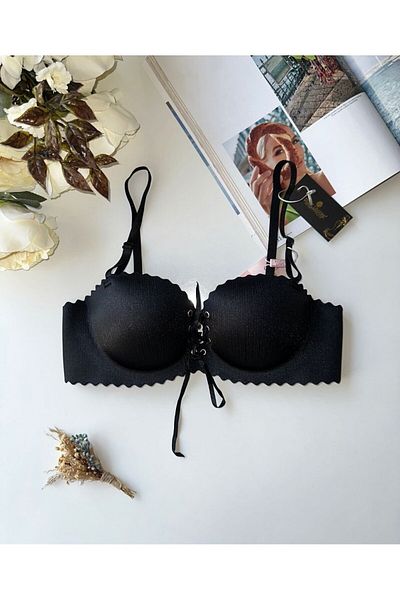 İntive Lingerie Lady Laser Cut Front Tie Imported Push-up Maximizer Bra